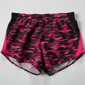 Nike Dri-Fit Running Shorts Size Small Black Pink EUC Running Stripes lining